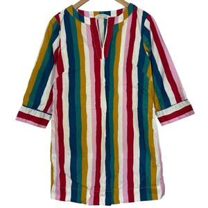 Print Fresh XS Striped Dress Lounge V Neck Tunic Organic Rainbow Anthropologie